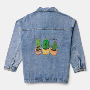 Niedliche Kaktus-Trio-Cartoon-Darstellung Jeansjacke