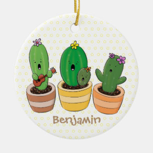 Niedliche Kaktus-Trio-Cartoon-Darstellung Keramik Ornament