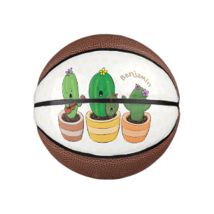 Niedliche Kaktus-Trio-Cartoon-Darstellung Mini Basketball