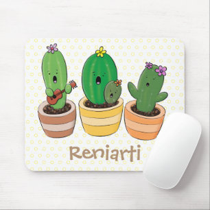 Niedliche Kaktus-Trio-Cartoon-Darstellung Mousepad