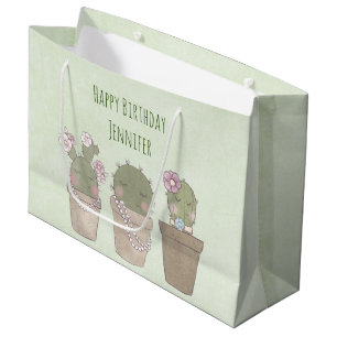 Niedliche Kaktus Trio Tragejüte Geburtstag Große Geschenktüte
