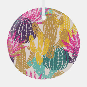 Niedliche Kaktus Vintag Nahtlose Illustration. Ornament Aus Glas
