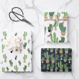 Niedliche Kaktusmuster Geschenkpapier Set