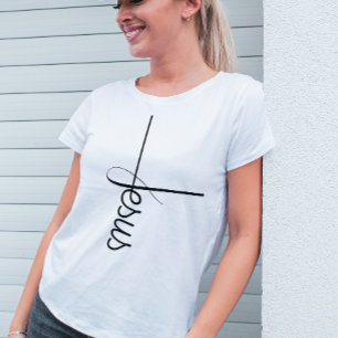 Niedliche Kalligrafie Kreuz Jesus T - Shirt