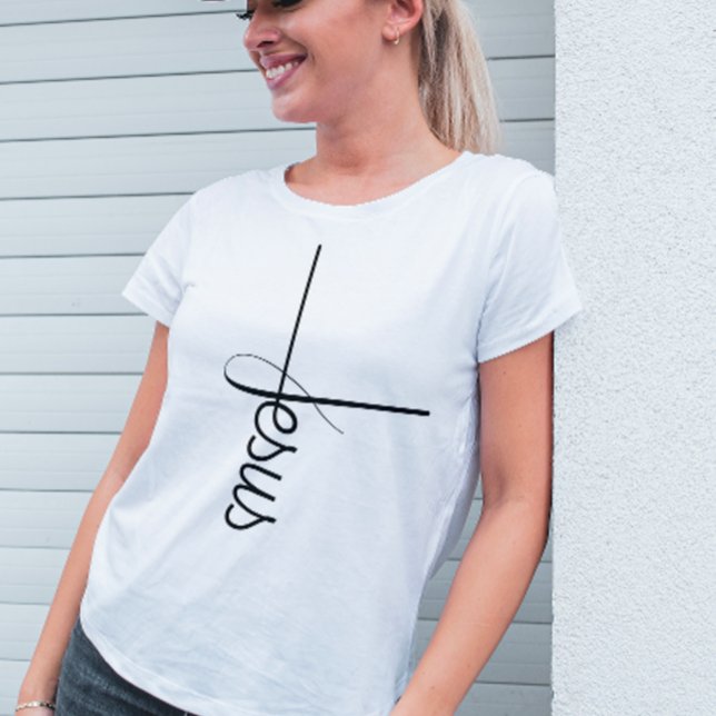Niedliche Kalligrafie Kreuz Jesus T - Shirt (Von Creator hochgeladen)