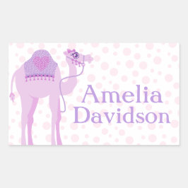 Niedliche Kamelschildkröte mit lila ID-Aufkleber Rechteckiger Aufkleber