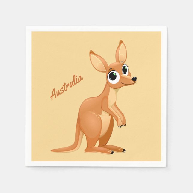 Niedliche Kangaroo-Papierservietten Serviette (Vorderseite)