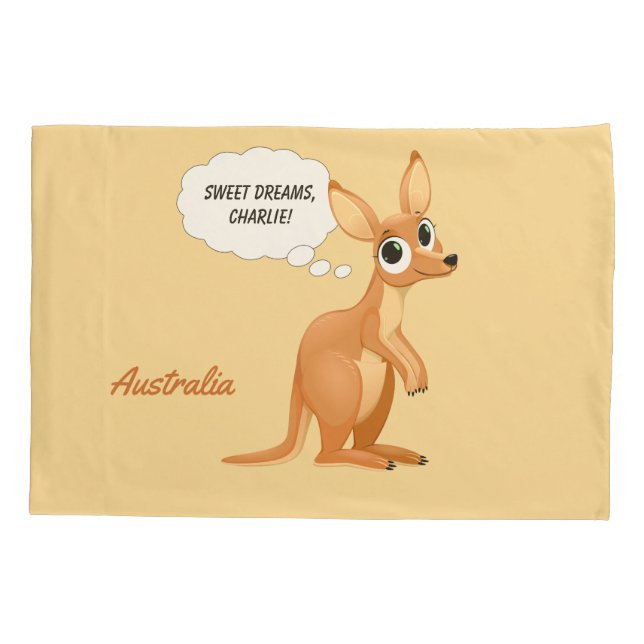Niedliche Kangaroo-Textpillowcases Kissenbezug (Rückseite)