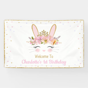 Niedliche Kaninchen Babydusche Geburtstagsrückgang Banner