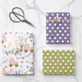 Niedliche Kaninchen-Babydusche Geschenkpapier Set