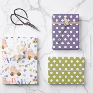 Niedliche Kaninchen-Babydusche Geschenkpapier Set