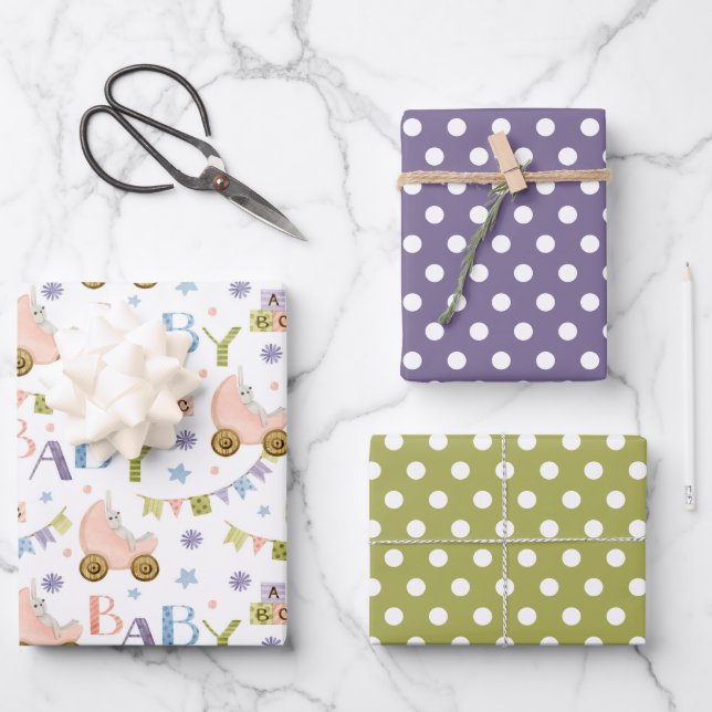 Niedliche Kaninchen-Babydusche Geschenkpapier Set (Vorderseite)