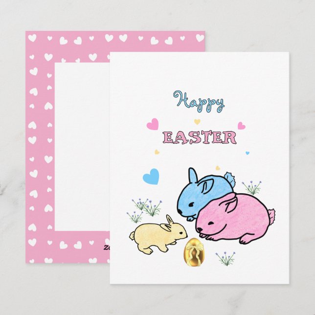 Niedliche Kaninchen Feiertagskarte (Vorne/Hinten)