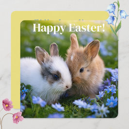 Niedliche Kaninchen im Gras Happy Oaster Karte