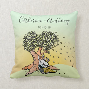 Niedliche Kaninchen mit Namen Hochzeit/Jubiläum Kissen
