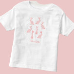 Niedliche Kaninchen Rosa Personalisiert Kleinkind T-shirt<br><div class="desc">Adorable kleine rosa Hasen. Ändern Sie den Namen zum Anpassen.</div>