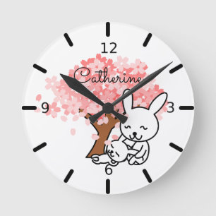 Niedliche Kaninchen - Runde Wanduhr