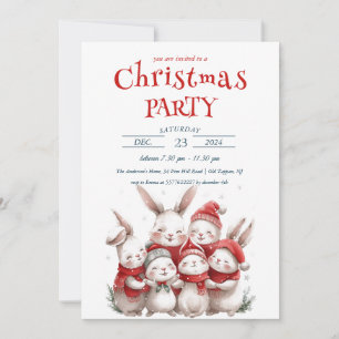 Niedliche Kaninchen und das Party zu Weihnachten i Einladung