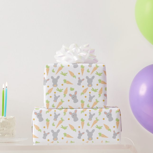 Niedliche Kaninchen und Karotten - Ostergeschenk Geschenkpapier (Partygeschenke)