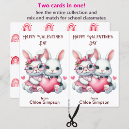 Niedliche Kaninchen Valentine-Klassenkarte Postkarte