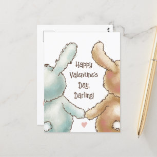 Niedliche Kaninchen Valentine Postkarte