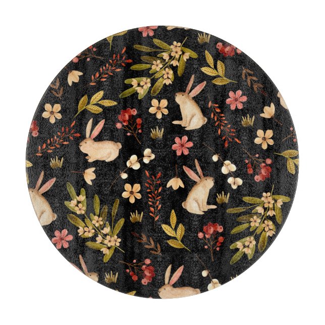 Niedliche Kaninchen: Wasserfarben, handGezeichnet  Schneidebrett (Vorderseite)