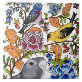 Niedliche Kaninchenblütenblüte Fliese