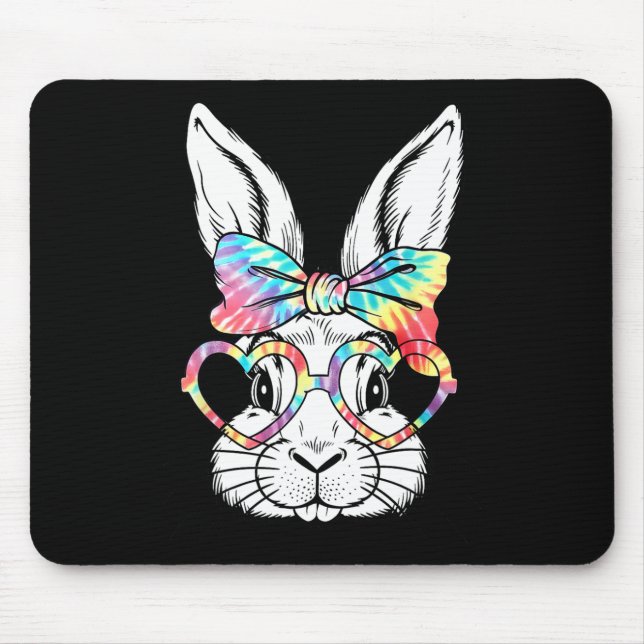 Niedliche Kaninchenfront Gefärbte Krawatte Gles Gi Mousepad (Vorne)