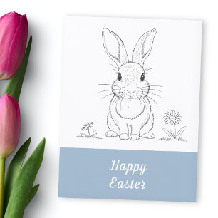 Niedliche Kaninchenlinie Art - Happy Easter Postkarte
