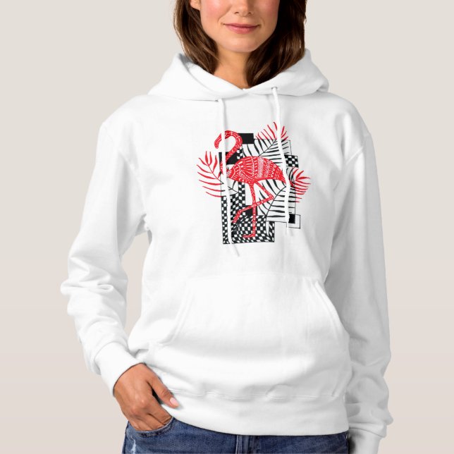 Niedliche Kapuze für Frauen mit rotem Flamingo-Dru Hoodie (Vorderseite)