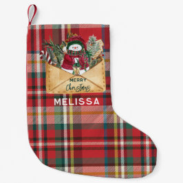 Niedliche Karierte rustikale Skriptferien Personal Kleiner Weihnachtsstrumpf