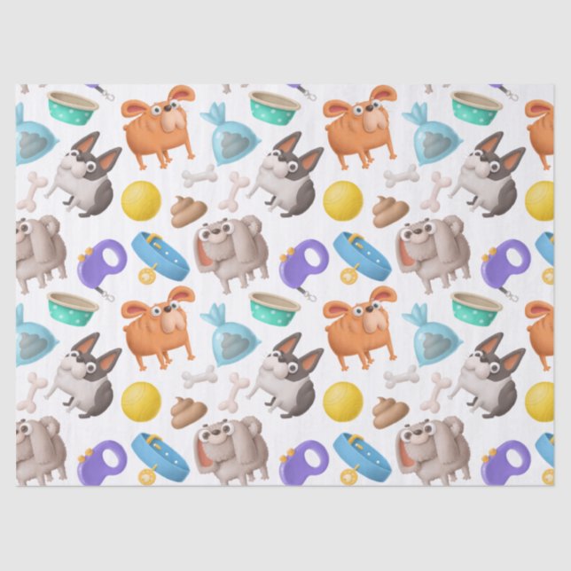 Niedliche Karikaturenschalen für Hunde Seidenpapier (Vorderseite)