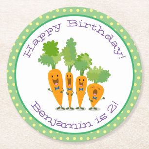 Niedliche Karotten Cartoon Illustration Runder Pappuntersetzer