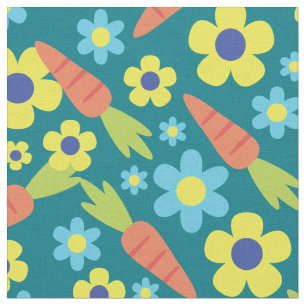 Niedliche Karotten und Blume Frühjahr Ostern Stoff