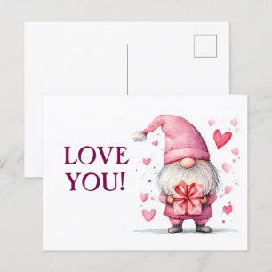 niedliche Karte mit einem rosa Cartoon in Liebe