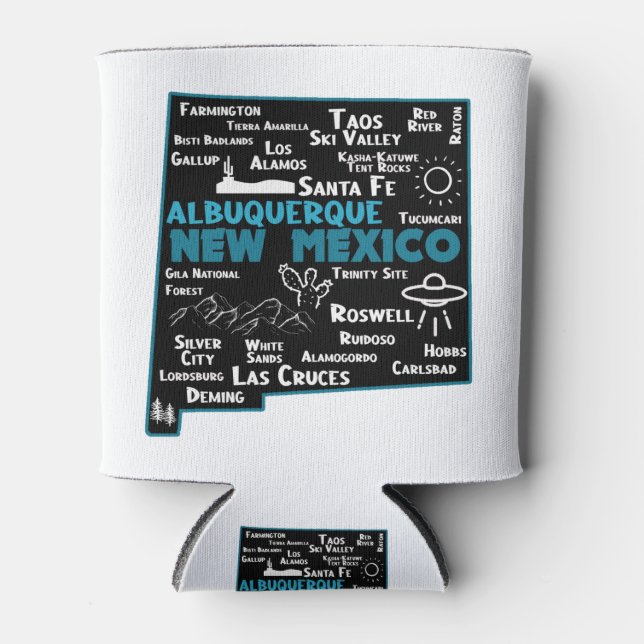 Niedliche Karte von New Mexico Albuquerque Karte S Dosenkühler (Vorderseite)