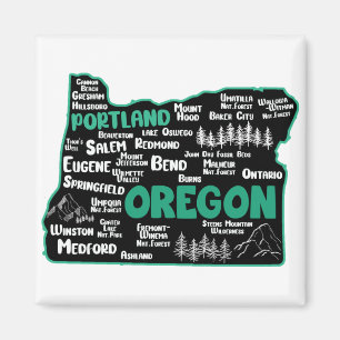 Niedliche Karte von Oregon, Portland, Salem, Eugen Magnet