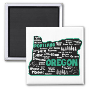 Niedliche Karte von Oregon, Portland, Salem, Eugen Magnet