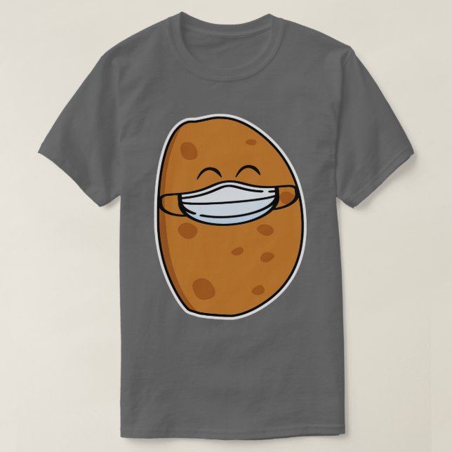 Niedliche Kartoffel mit Gesichtsmaske T-Shirt (Design vorne)