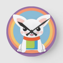 Niedliche Kartoon Dog Illustration Runde Wanduhr