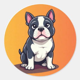 Niedliche Kartoon Dog Illustration Runder Aufkleber