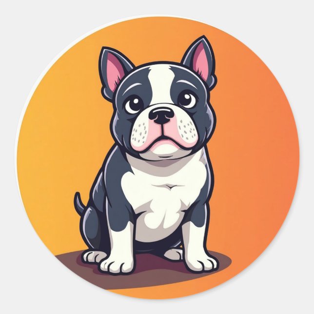 Niedliche Kartoon Dog Illustration Runder Aufkleber (Vorderseite)