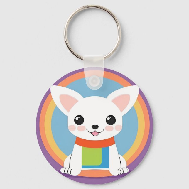 Niedliche Kartoon Dog Illustration Schlüsselanhänger (Vorderseite)