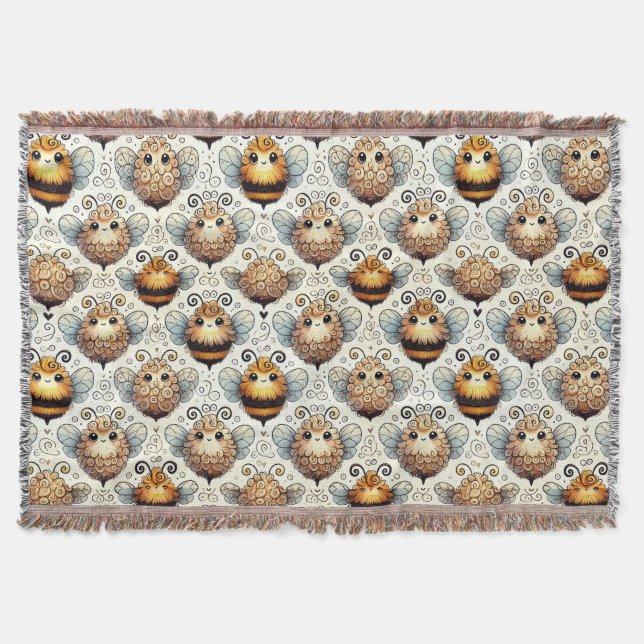 Niedliche, kartoonische Biene Decke (Vorderseite)