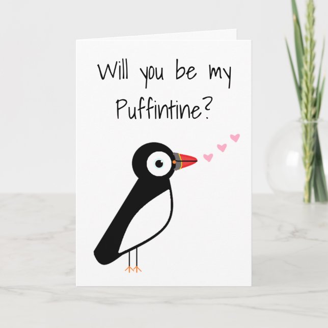 Niedliche Käseskarte Puffintine Valentine Karte (Vorderseite)