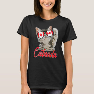 Niedliche Katnada Kanada Katze Ahornapfel Leaf Kan T-Shirt