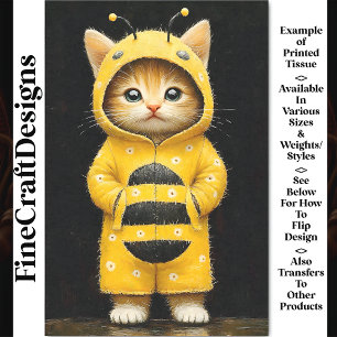 Niedliche Kätzchen als Hummeln AK4F-Decoupage Seidenpapier