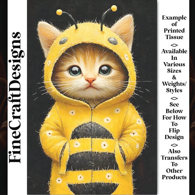 Niedliche Kätzchen als Hummeln AK4H-Decoupage Seidenpapier (Von Creator hochgeladen)