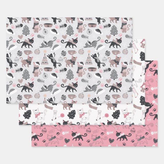 Niedliche Kätzchen Kätzchen farbenfrohe Katze Urla Geschenkpapier Set (Set)
