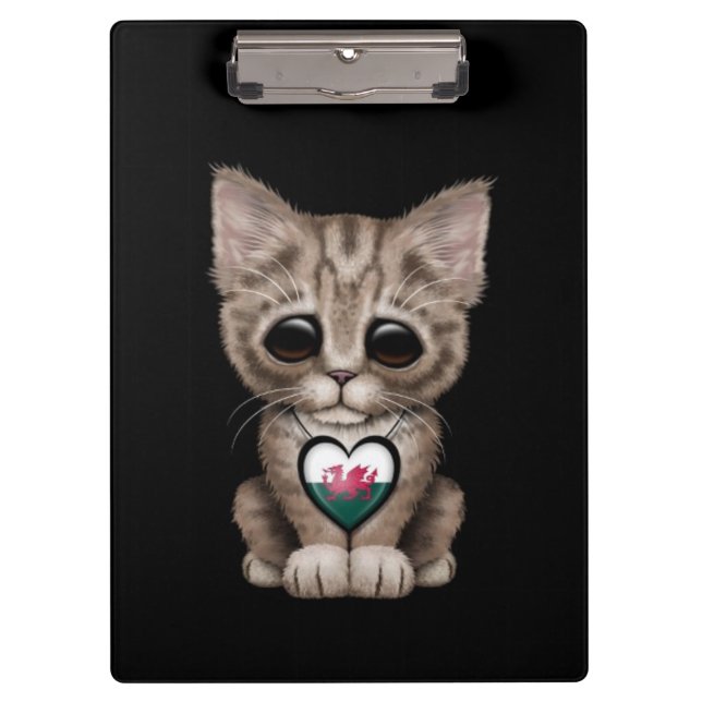 Niedliche Kätzchen-Katze mit dem Klemmbrett (Vorderseite)